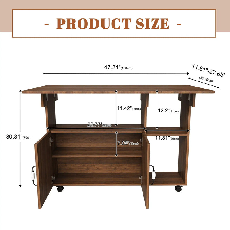 Multi Functional Folding Table With Storage Shelves And Wheels by HouseOfZazla