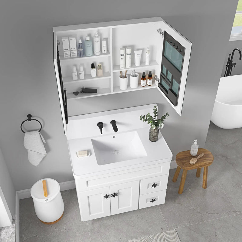 36'' W x 26'' H Surface Frameless Mirror Medicine Cabinet by HouseOfZazla