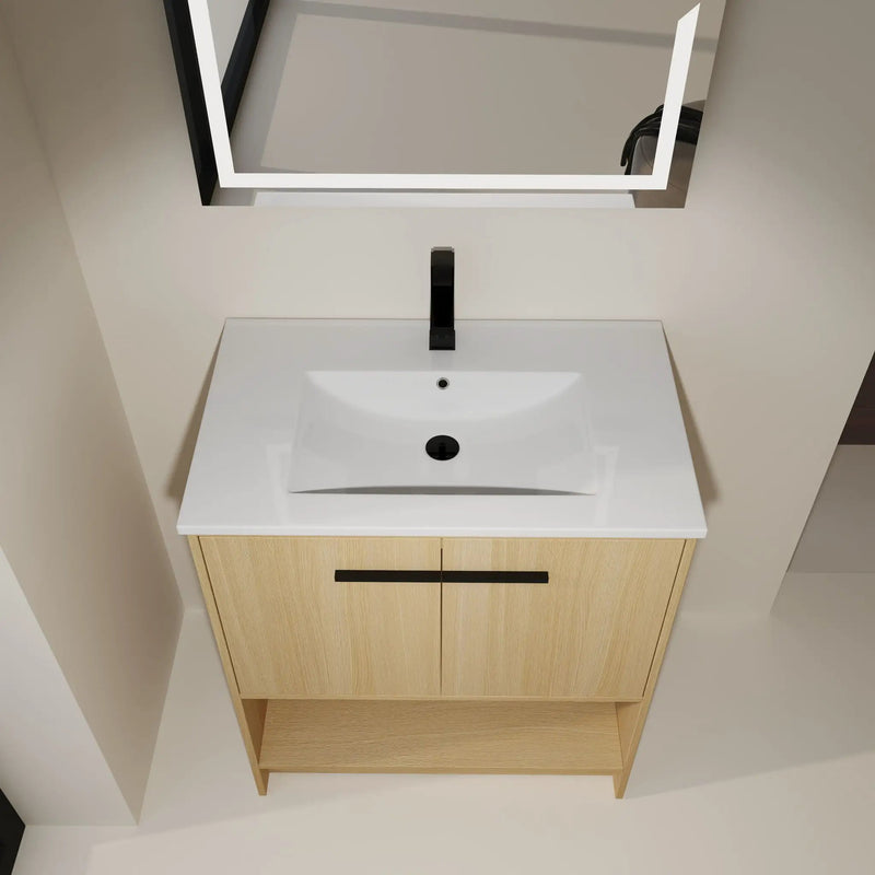 Modern Bathroom Vanity With Ceramic Sink, Freestanding Cabinet, Soft Closing Doors by Unique Piece Furniture