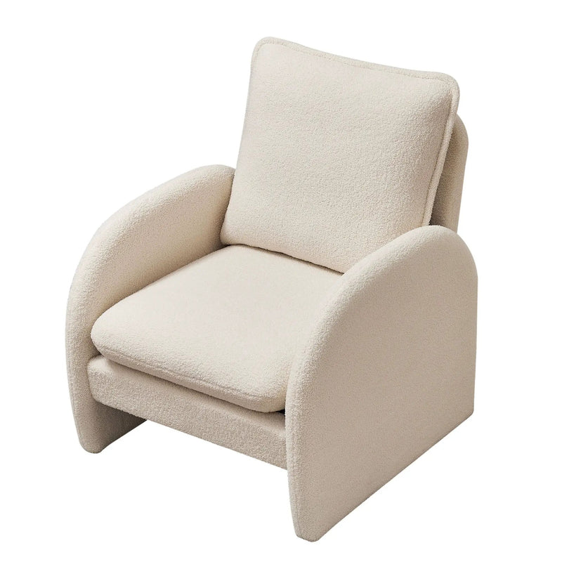 Modern Sherpa Upholstered Accent Chair, Comfortable Living Room Armchair, Lounge Chair For Bedroom, And Office by HouseOfZazla