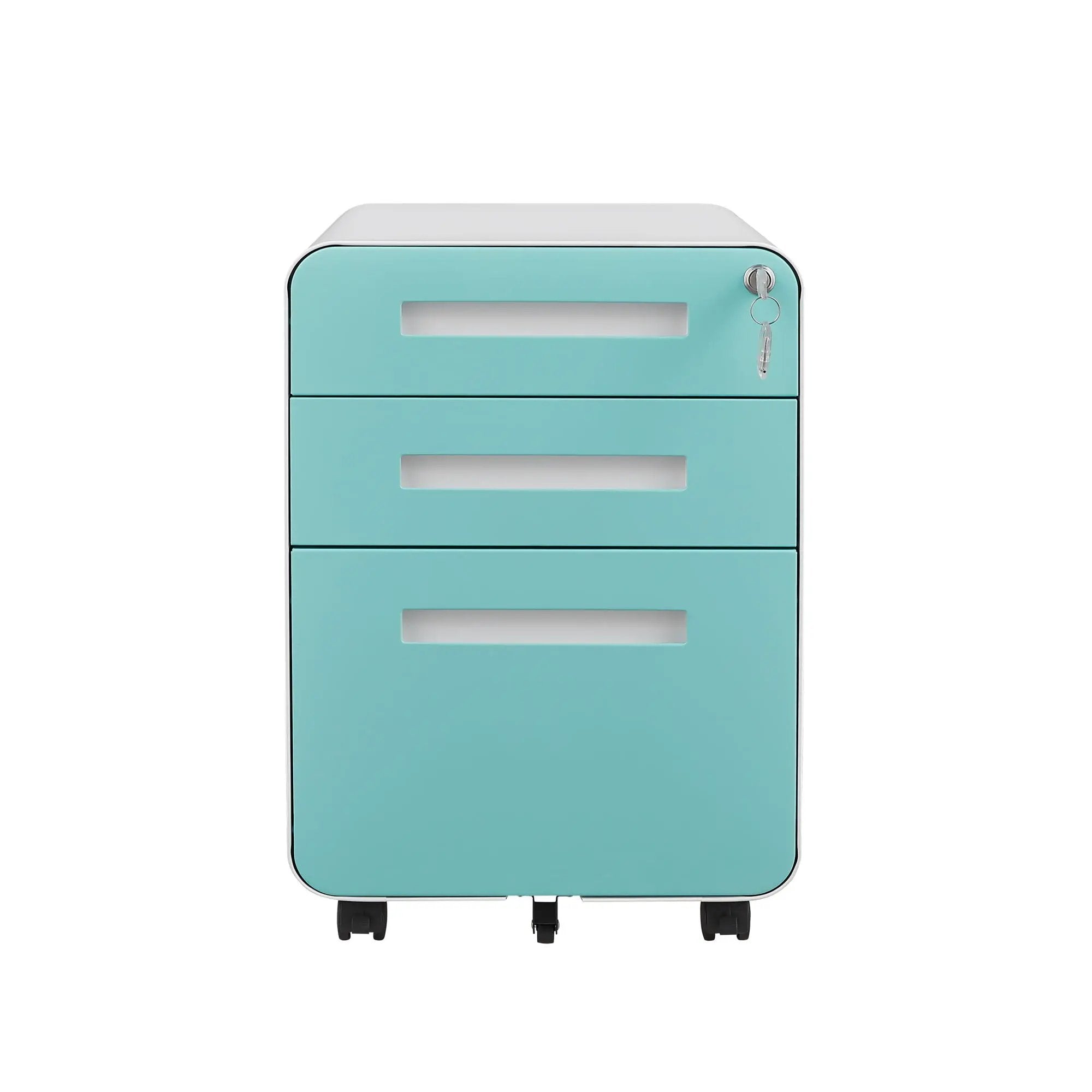 3 Drawer Mobile File Cabinet Under Desk Office, Simple Style Versatile Storage Cabinet For Legal / Letter / A4 Files, 5 Wheel Design Anti-Tilting Cold Rolled Steel Waterproof Moisture-Proof by Unique Piece Furniture