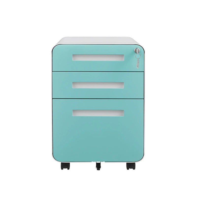 3 Drawer Mobile File Cabinet Under Desk Office, Simple Style Versatile Storage Cabinet For Legal / Letter / A4 Files, 5 Wheel Design Anti-Tilting Cold Rolled Steel Waterproof Moisture-Proof by Unique Piece Furniture