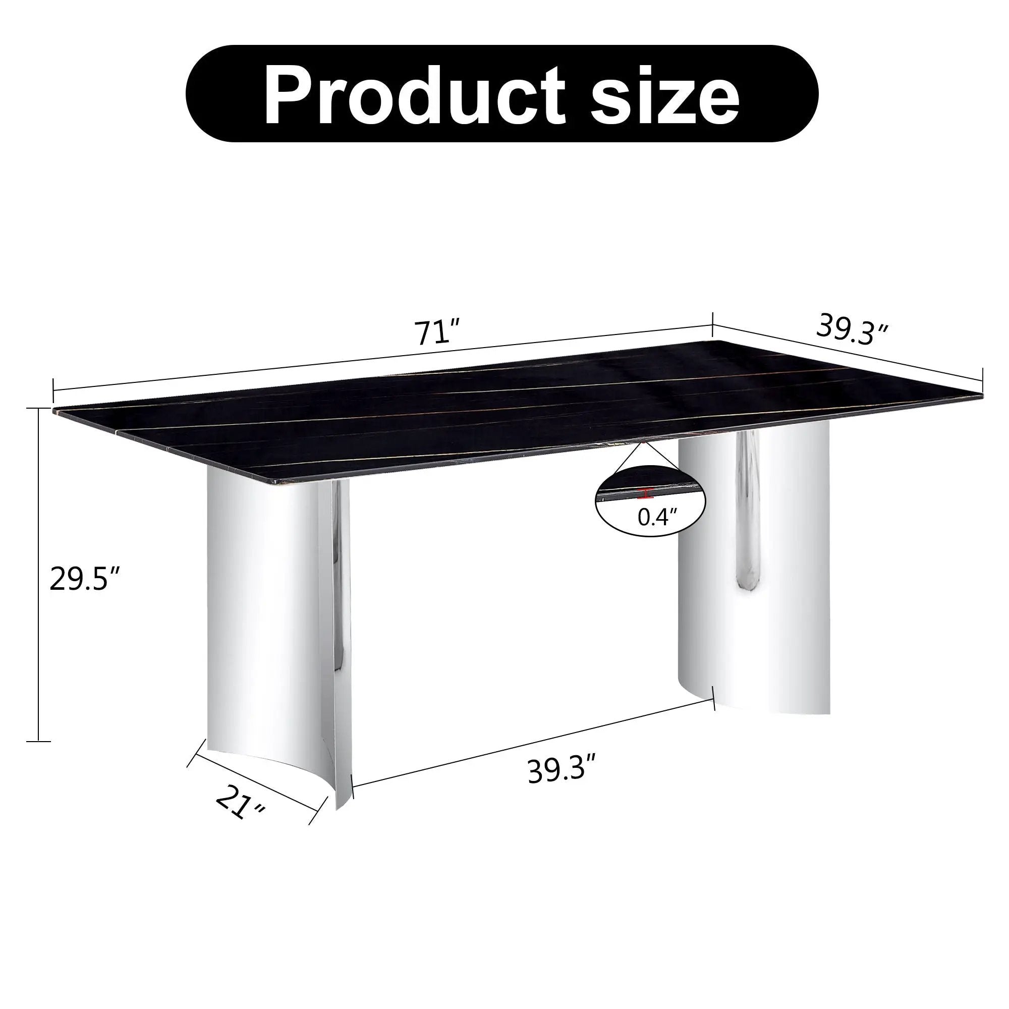 Modern Minimalist Dining Table With Marble Glass Top by Unique Piece Furniture