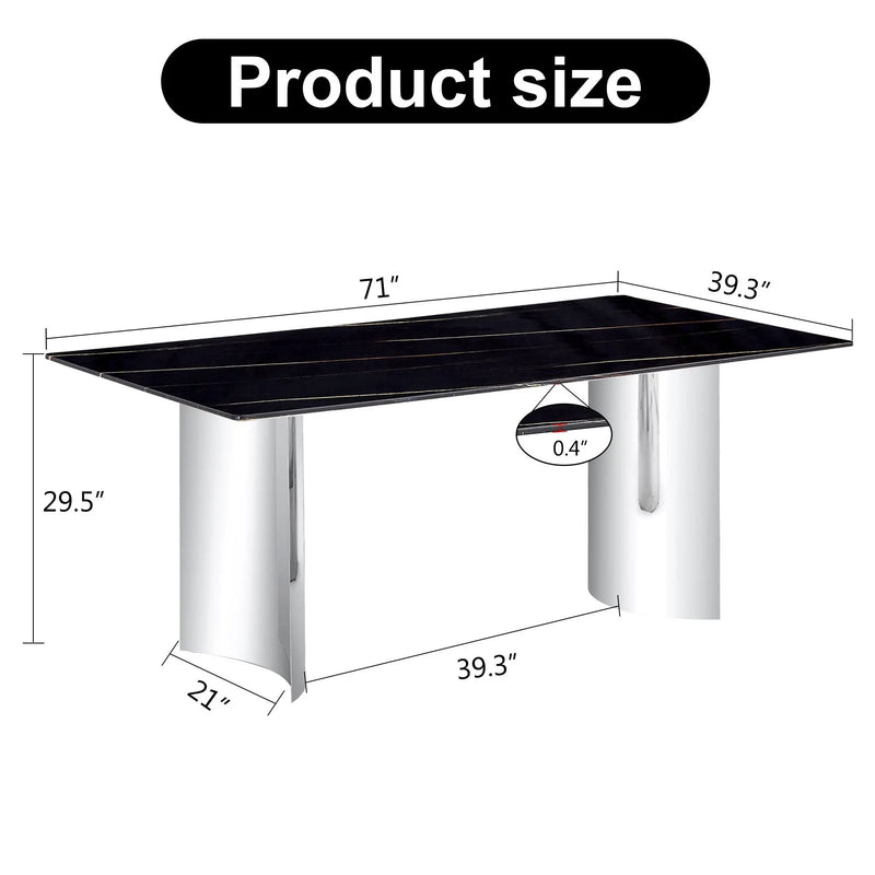 Modern Minimalist Dining Table With Marble Glass Top by Unique Piece Furniture