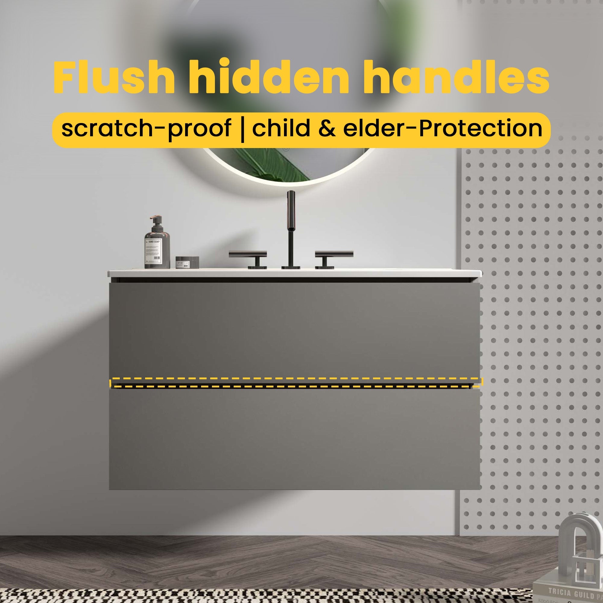 TIA 36" Wall Mount Space Gray Bathroom Vanity by HouseOfZazla