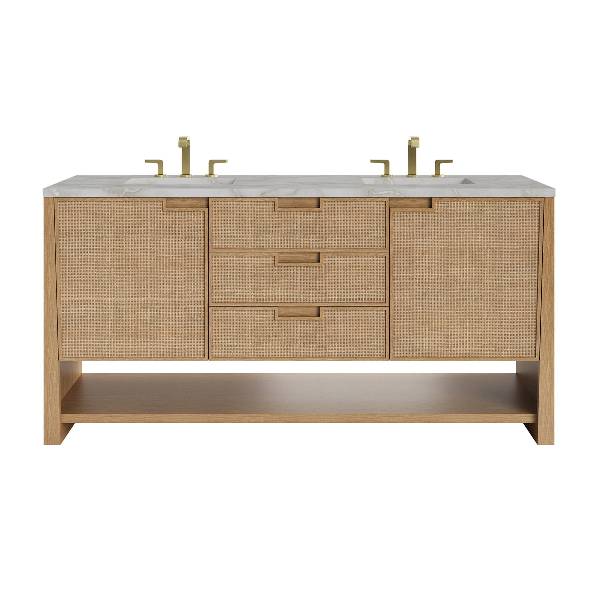James Martin Solene 72" Double Bathroom Vanity, Seaside Oak with Victorian Silver (Quartz) countertop