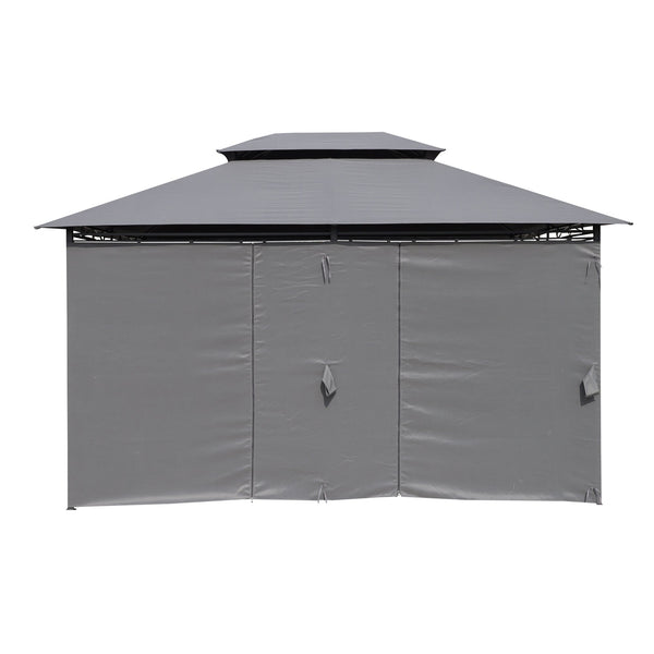13x10 Ft Outdoor Patio Gazebo with Ventilated Double Roof - Grey