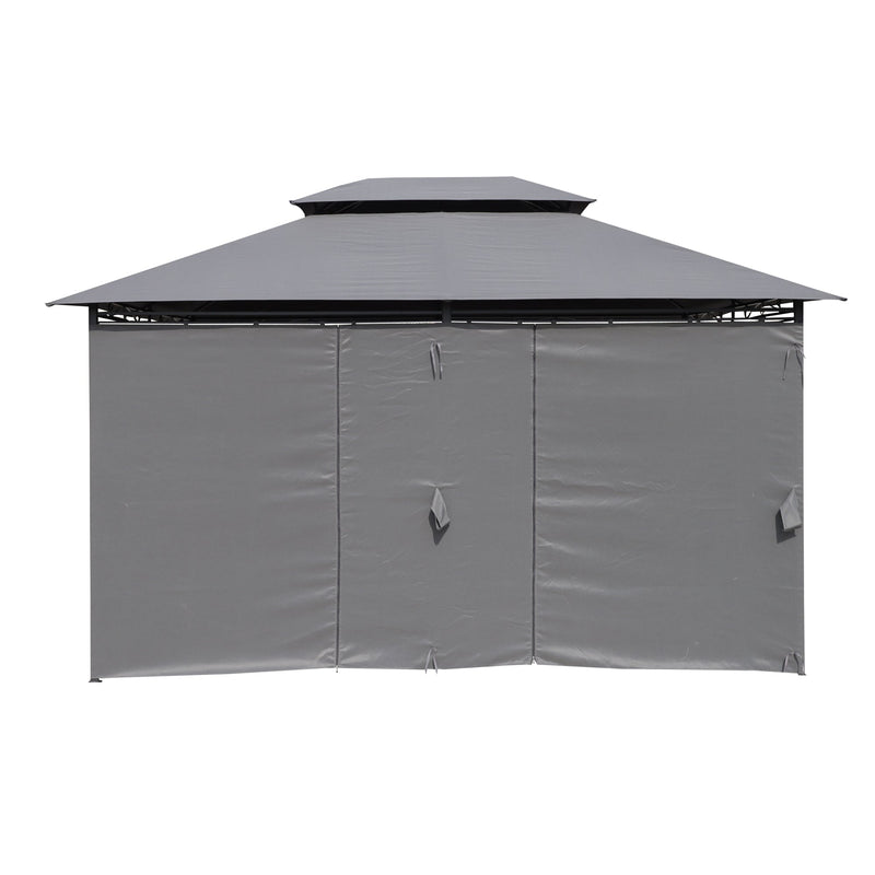 13x10 Ft Outdoor Patio Gazebo with Ventilated Double Roof - Grey