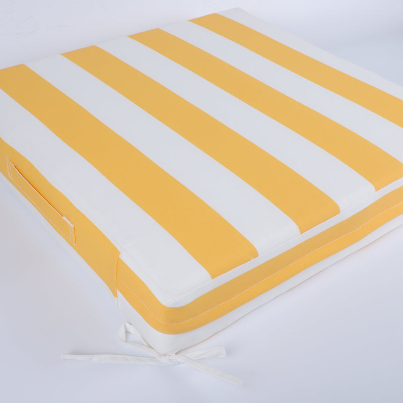 24x24 Inch Outdoor Deep Seat Cushion Set with Waterproof Backing - Yellow & White, photo 5 of 9
