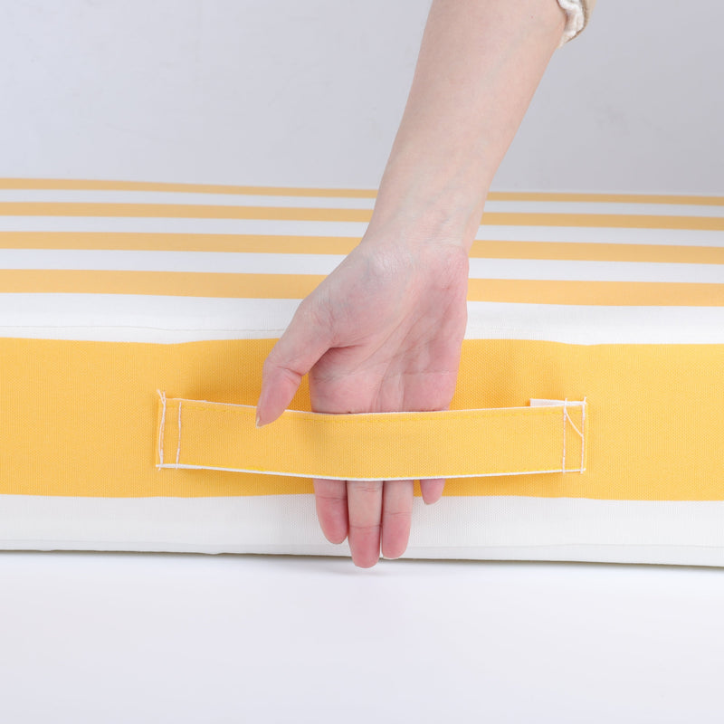 24x24 Inch Outdoor Deep Seat Cushion Set with Waterproof Backing - Yellow & White, photo 7 of 9