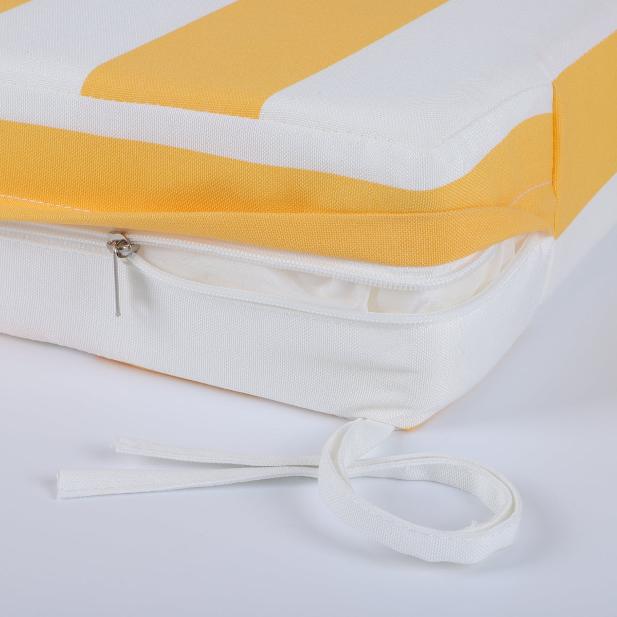 24x24 Inch Outdoor Deep Seat Cushion Set with Waterproof Backing - Yellow & White, photo 8 of 9