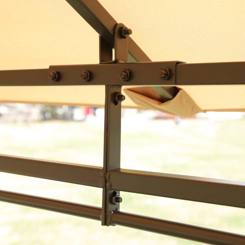 Khaki Outdoor Patio Gazebo Canopy Tent with Ventilated Double Roof, photo 11 of 18