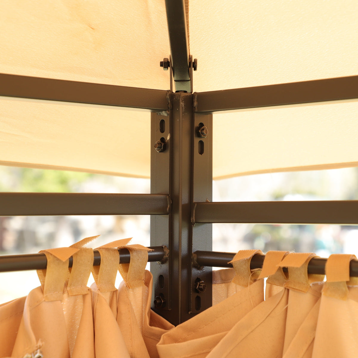 Khaki Outdoor Patio Gazebo Canopy Tent with Ventilated Double Roof, photo 13 of 18