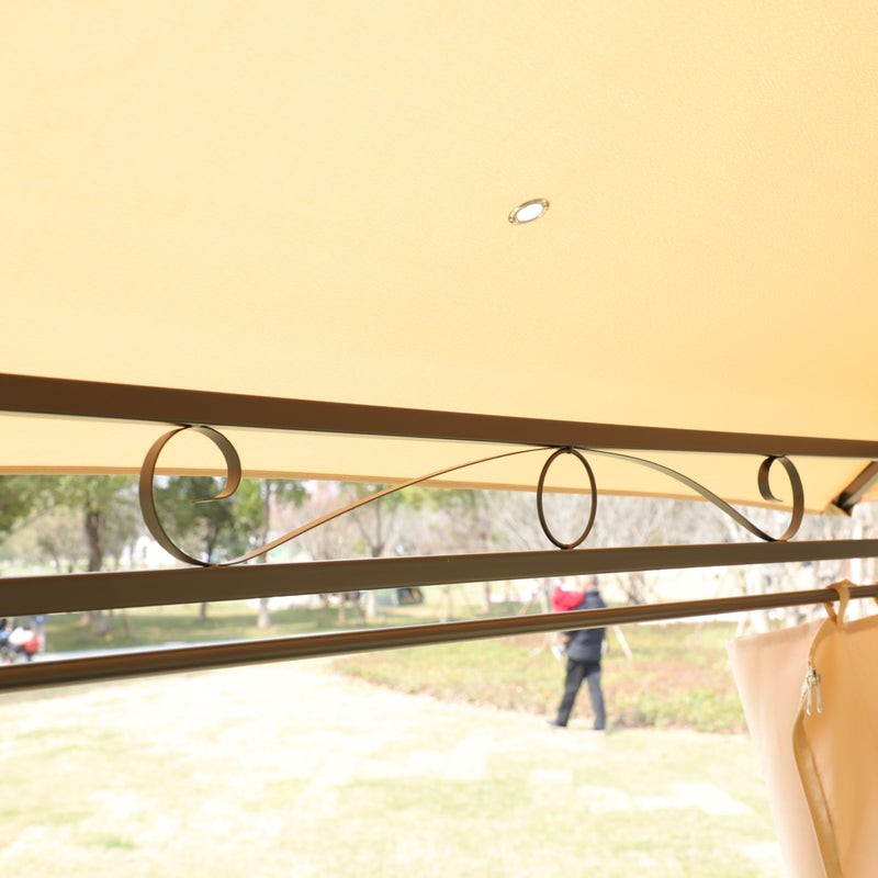 Khaki Outdoor Patio Gazebo Canopy Tent with Ventilated Double Roof, photo 15 of 18