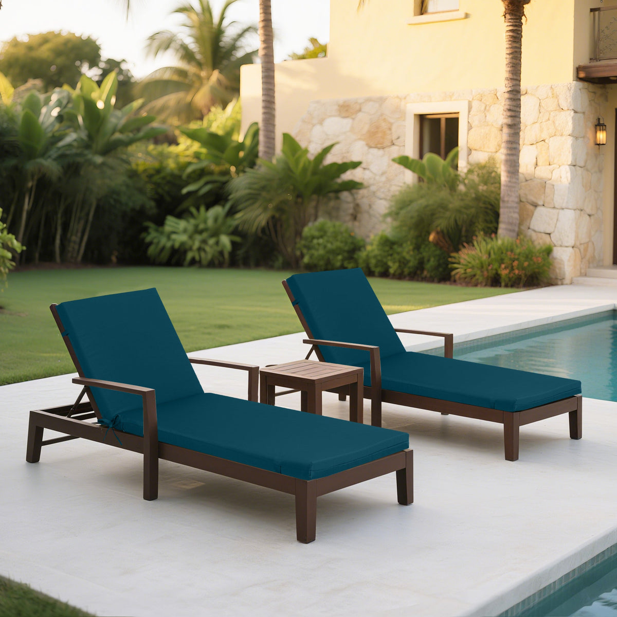 Lake Blue Outdoor Lounge Chair Cushion Set with UV & Fade Resistance, photo 2 of 14