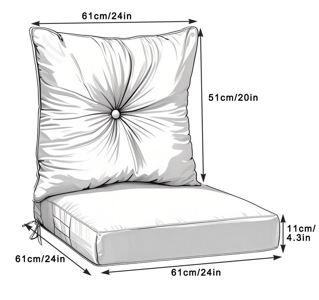 Outdoor Deep Seat Cushions for Patio Furniture with Waterproof Cover - Set of 2, photo 8 of 8