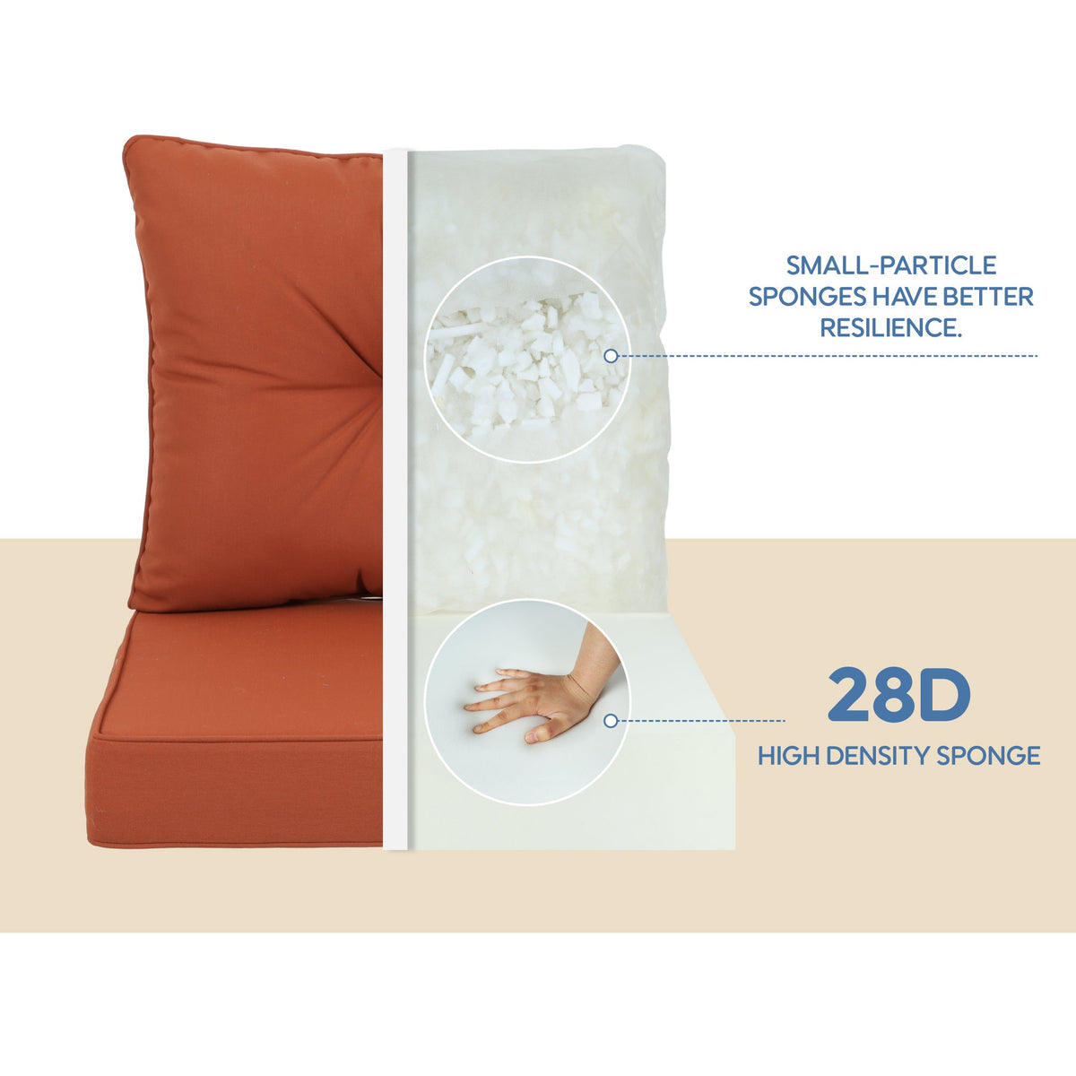 Outdoor Deep Seat Cushions with Waterproof, Fade-Resistant Fabric - Set of 2, photo 3 of 9