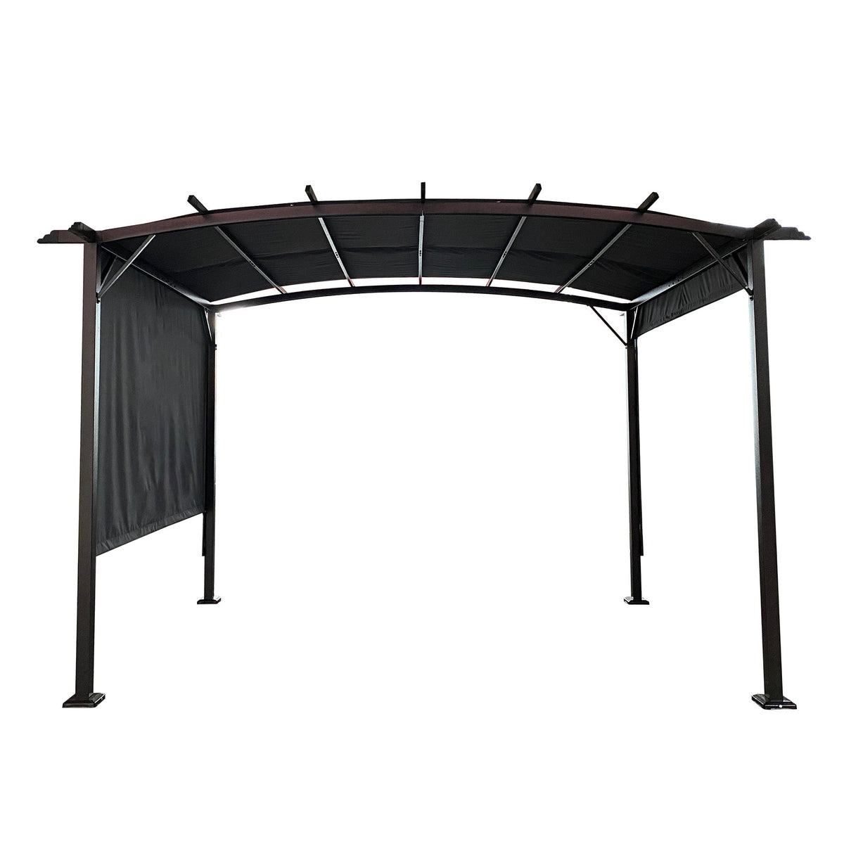 Outdoor Patio Pergola Gazebo with Retractable Canopy - Beige or Dark Gray, photo 2 of 8