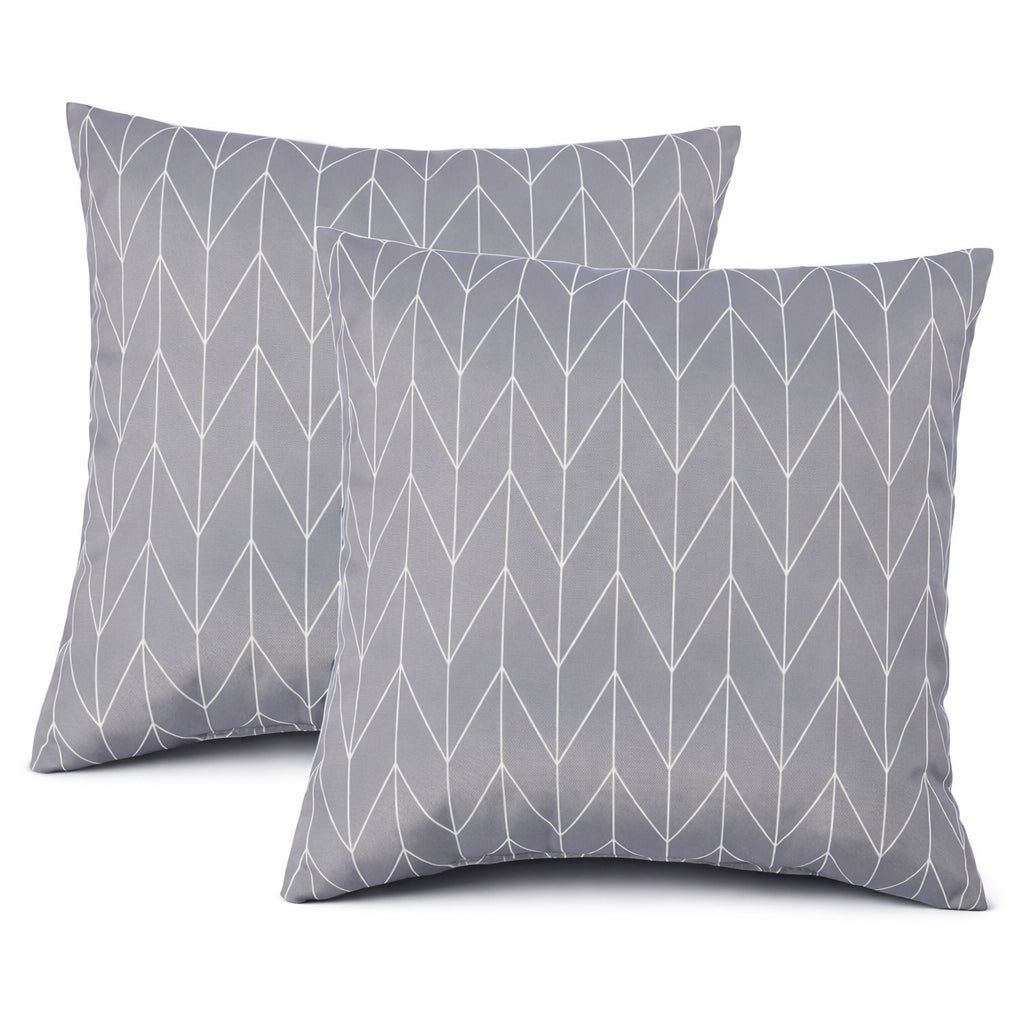 Outdoor Throw Pillows 18x18 Inch with Waterproof & Fade-Resistant Cover - Gray (Set of 2)