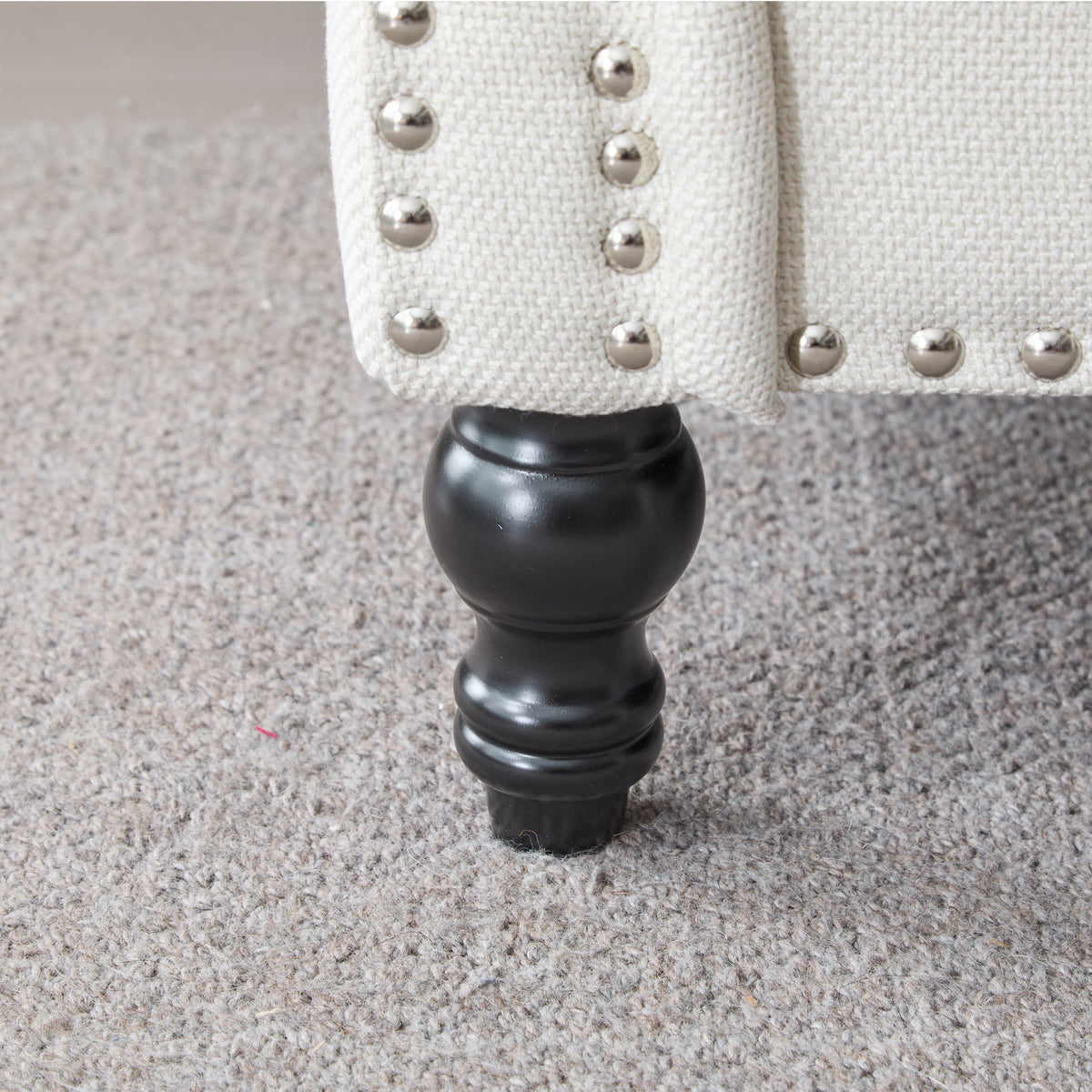 Beige Faux Leather Accent Chair with Rolled Arms and Nailhead Trim, photo 8 of 8