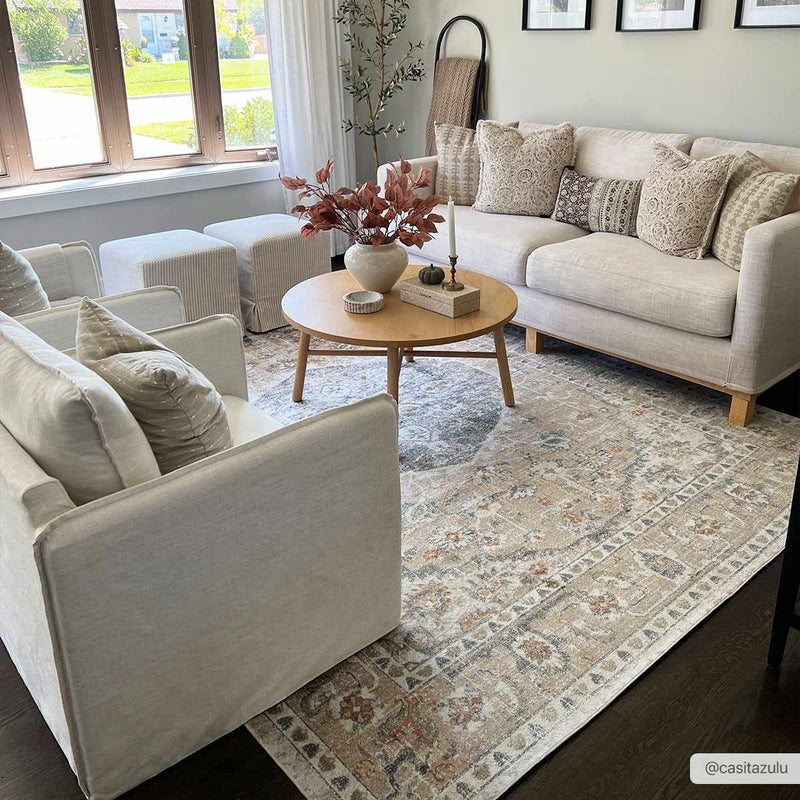 Hiti Beige Flat Pile Washable Rug by Boutique Rugs