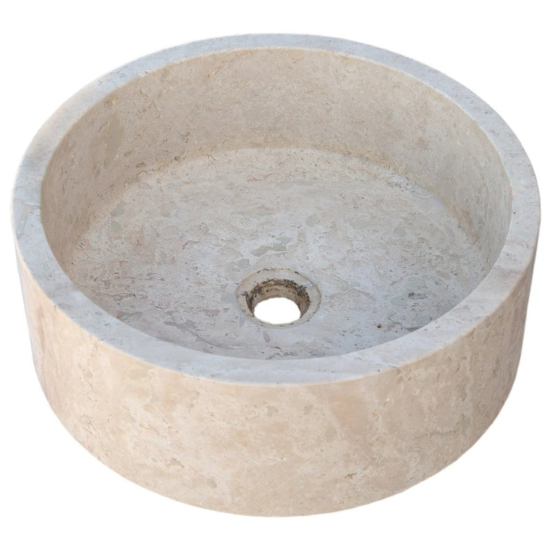 Natural Stone Beige Travertine Vessel Sink Honed (D)16" (H)6" by GobekDesign