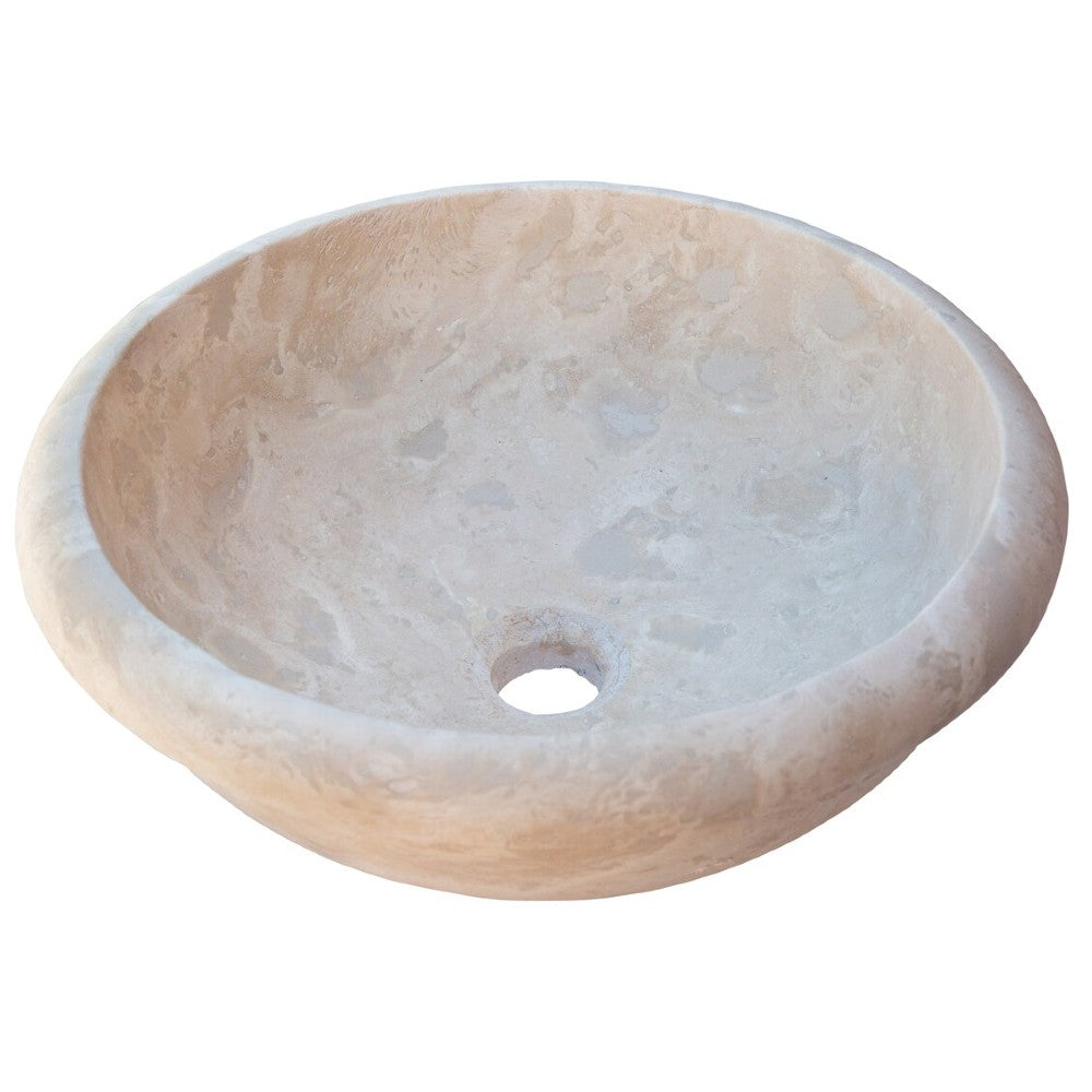 Beige Travertine Natural Stone Drop-in Sink - Honed 16x6 Inch by GobekDesign