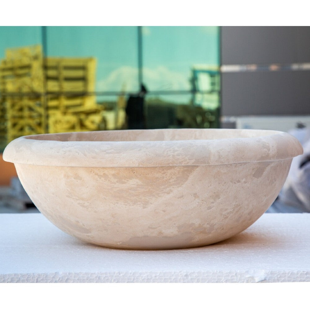 Beige Travertine Natural Stone Drop-in Sink - Honed 16x6 Inch by GobekDesign