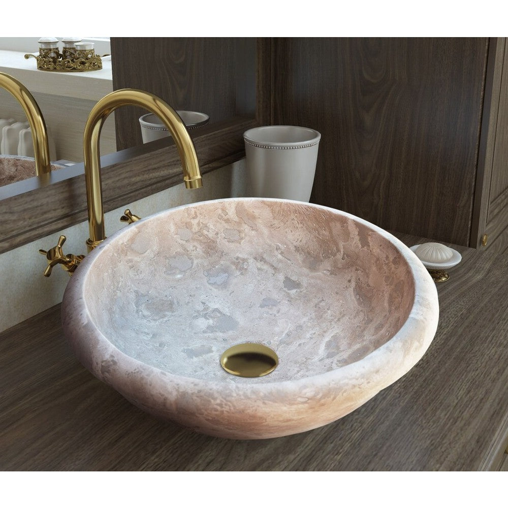 Beige Travertine Natural Stone Drop-in Sink - Honed 16x6 Inch by GobekDesign