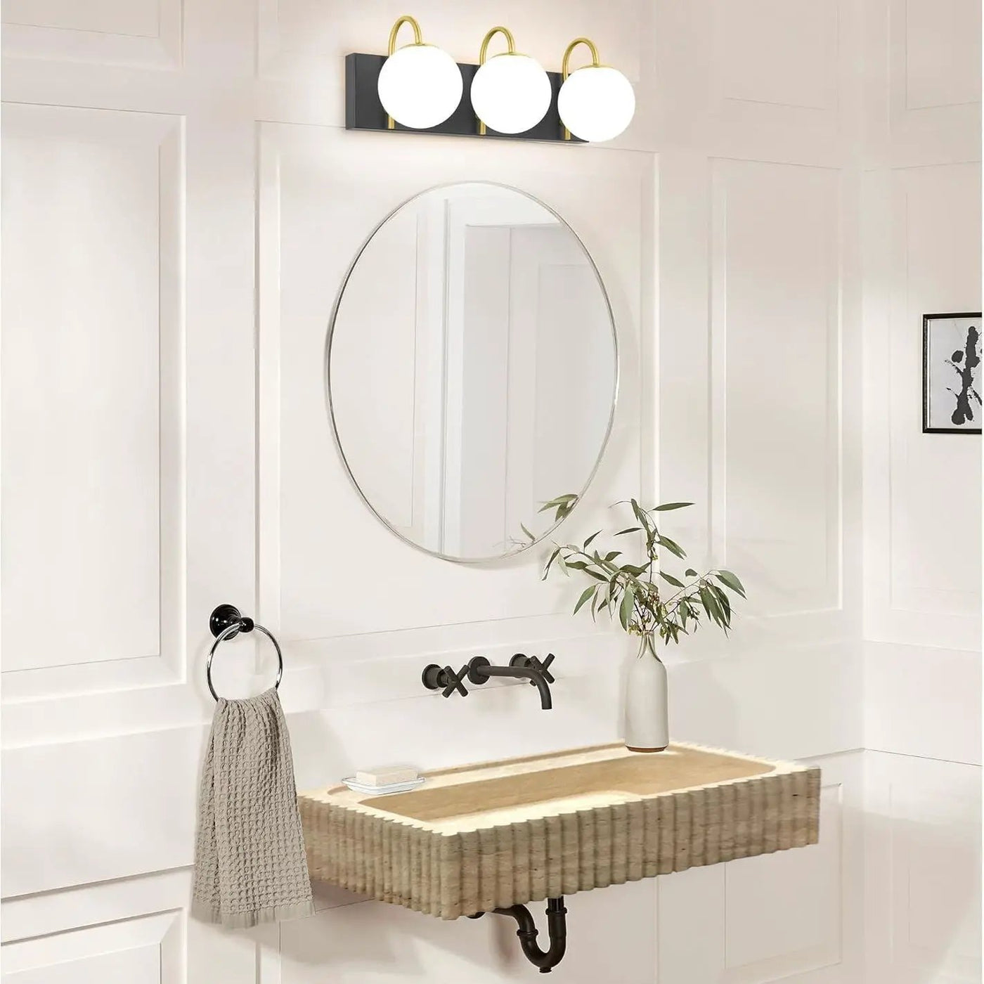 Beige Travertine Rectangular Wall Mount Bathroom Sink 20 x 24 by GobekDesign