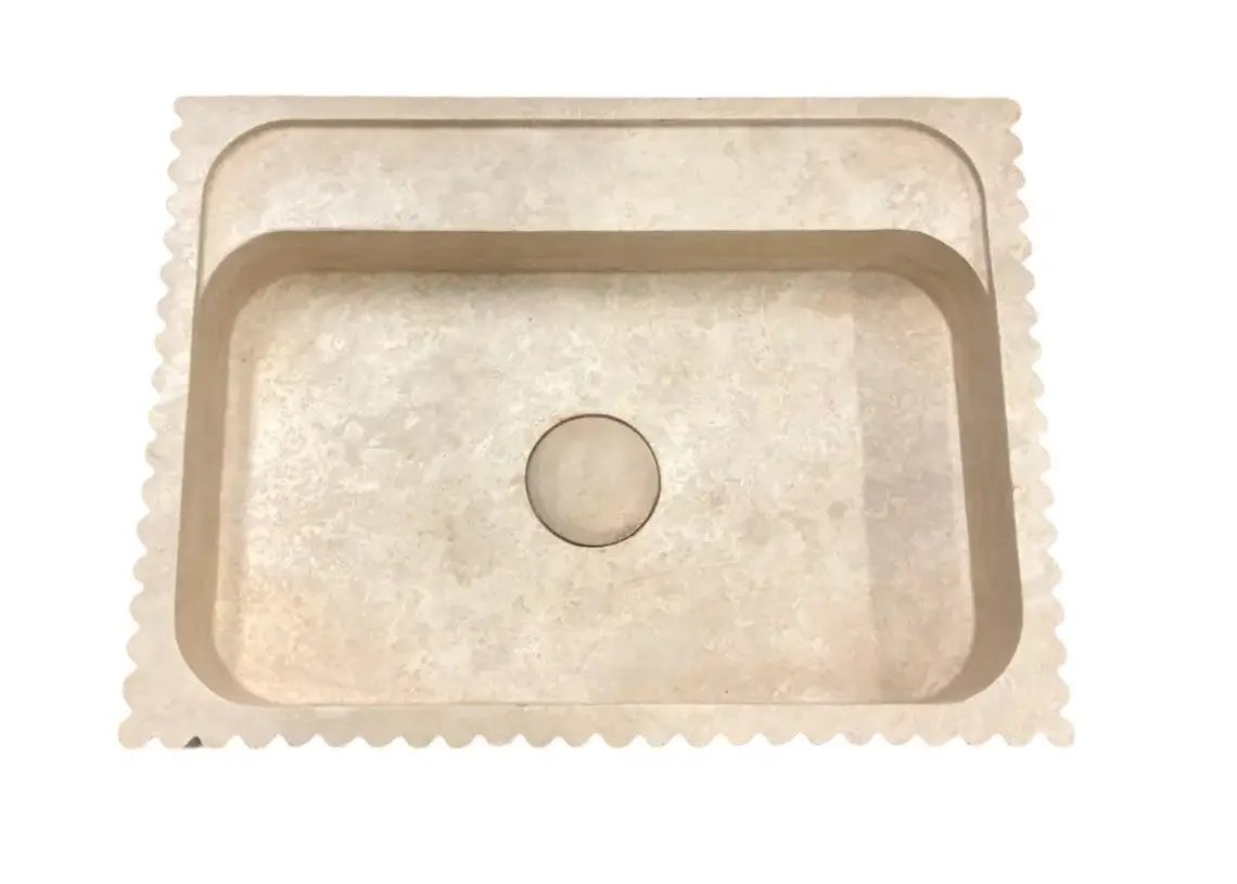 Beige Travertine Rectangular Wall Mount Bathroom Sink 20 x 24 by GobekDesign
