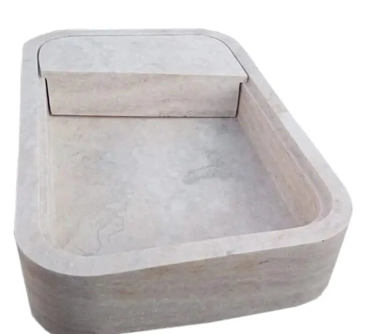 Beige Travertine Wall-Mount Bathroom Sink Hidden Drain 16x24 by GobekDesign