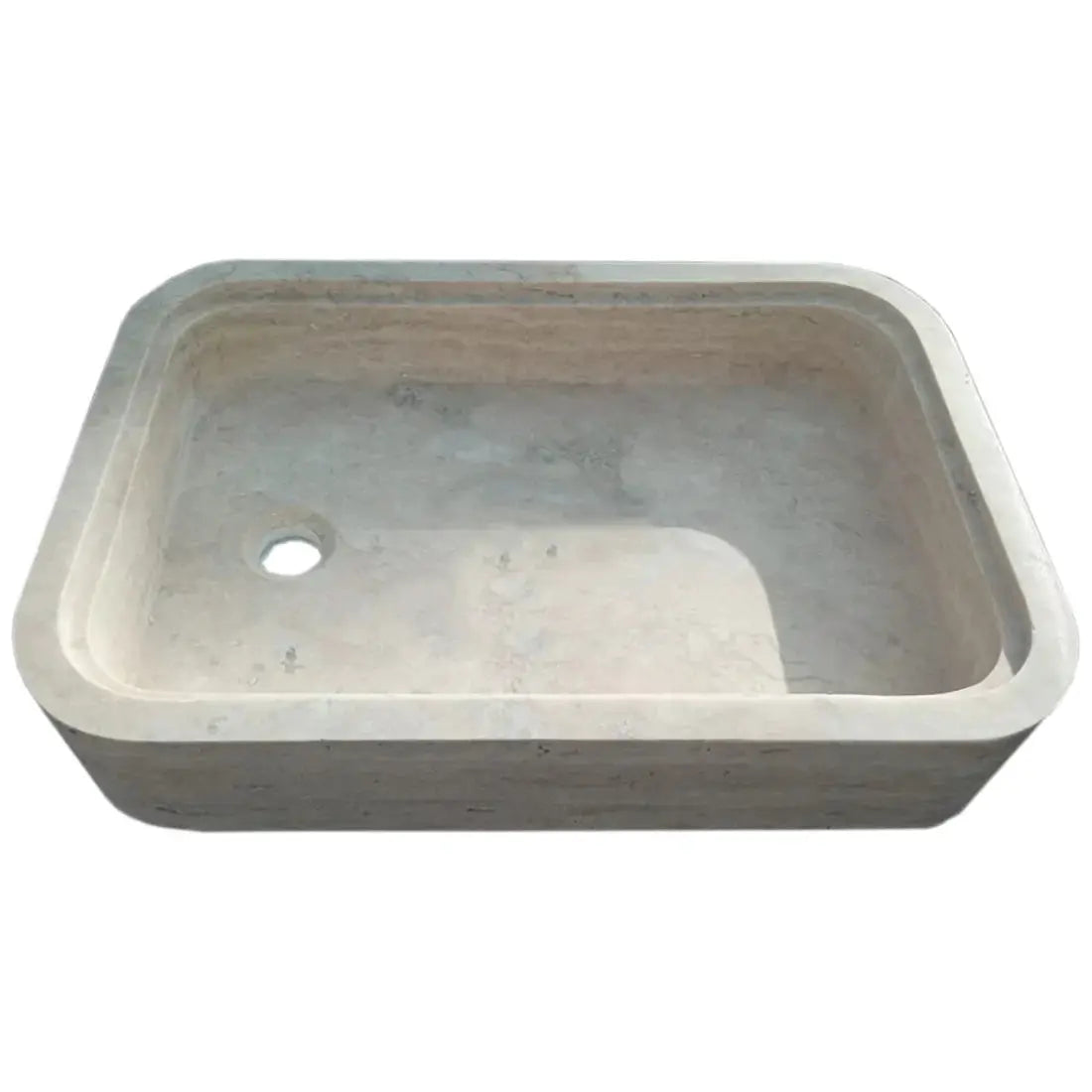 Beige Travertine Wall-Mount Bathroom Sink Hidden Drain 16x24 by GobekDesign