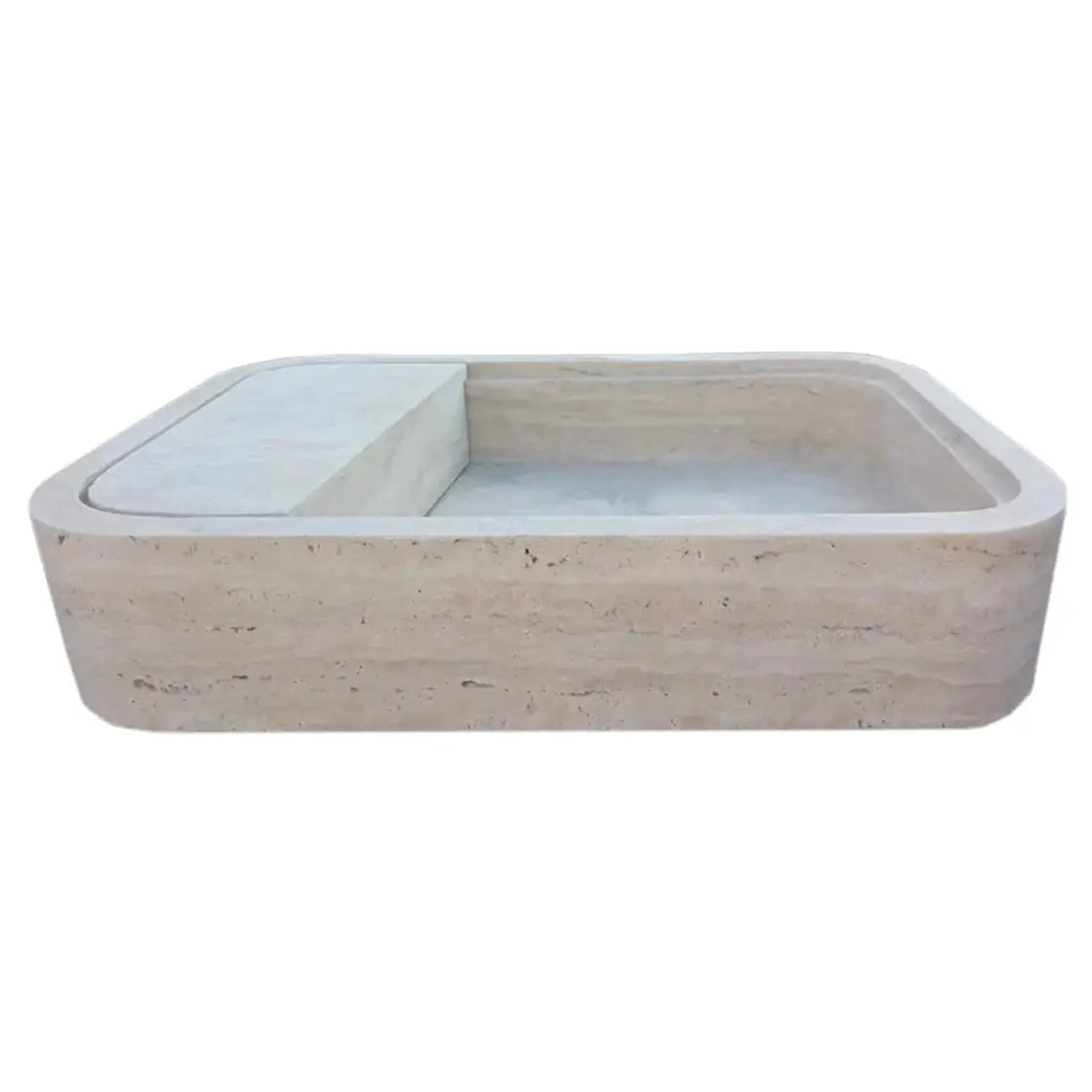 Beige Travertine Wall-Mount Bathroom Sink Hidden Drain 16x24 by GobekDesign