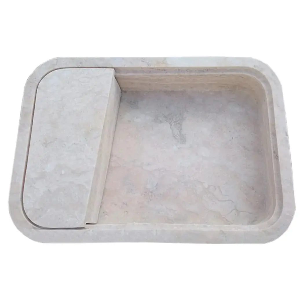 Beige Travertine Wall-Mount Bathroom Sink Hidden Drain 16x24 by GobekDesign