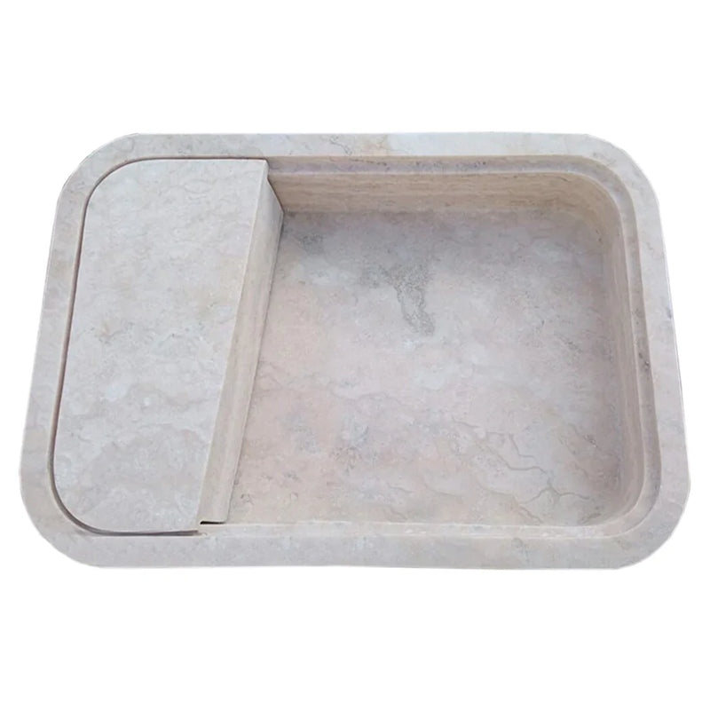 Beige Travertine Rectangular Wall-mount Bathroom Sink Hidden Drain (W)16" (L)24" (H)5" by GobekDesign