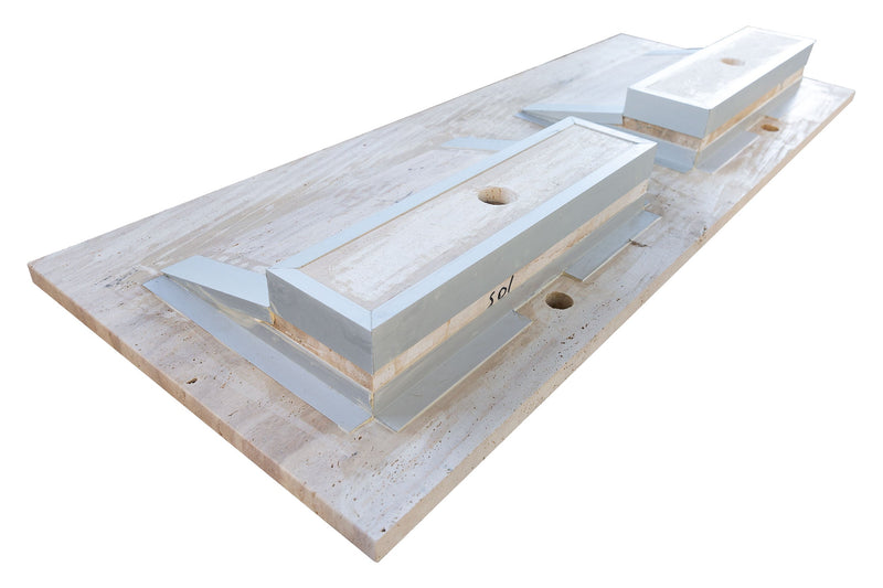 Beige Vein-Cut Travertine Double Bathroom Vanity Top Sink - (W)23" (L)60" (H)5.5" by GobekDesign