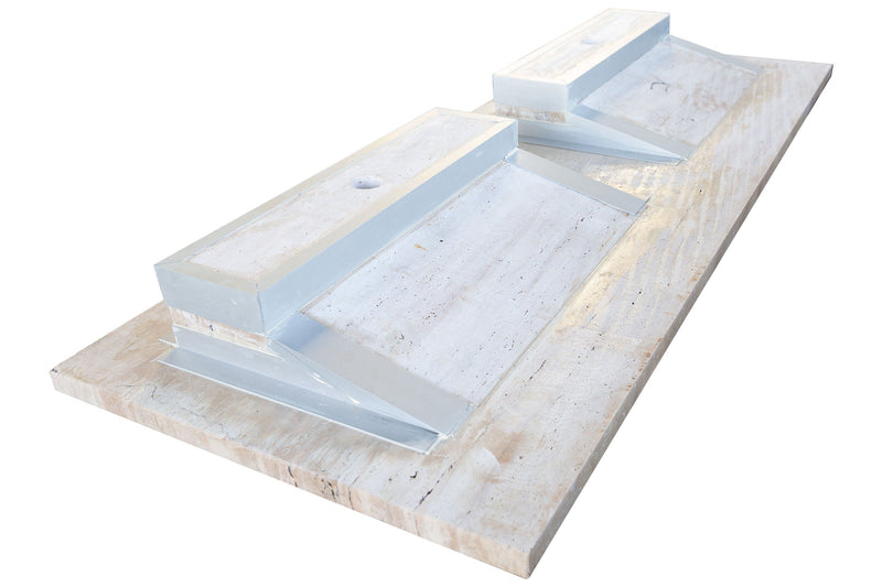 Beige Vein-Cut Travertine Double Bathroom Vanity Top Sink - (W)23" (L)60" (H)5.5" by GobekDesign