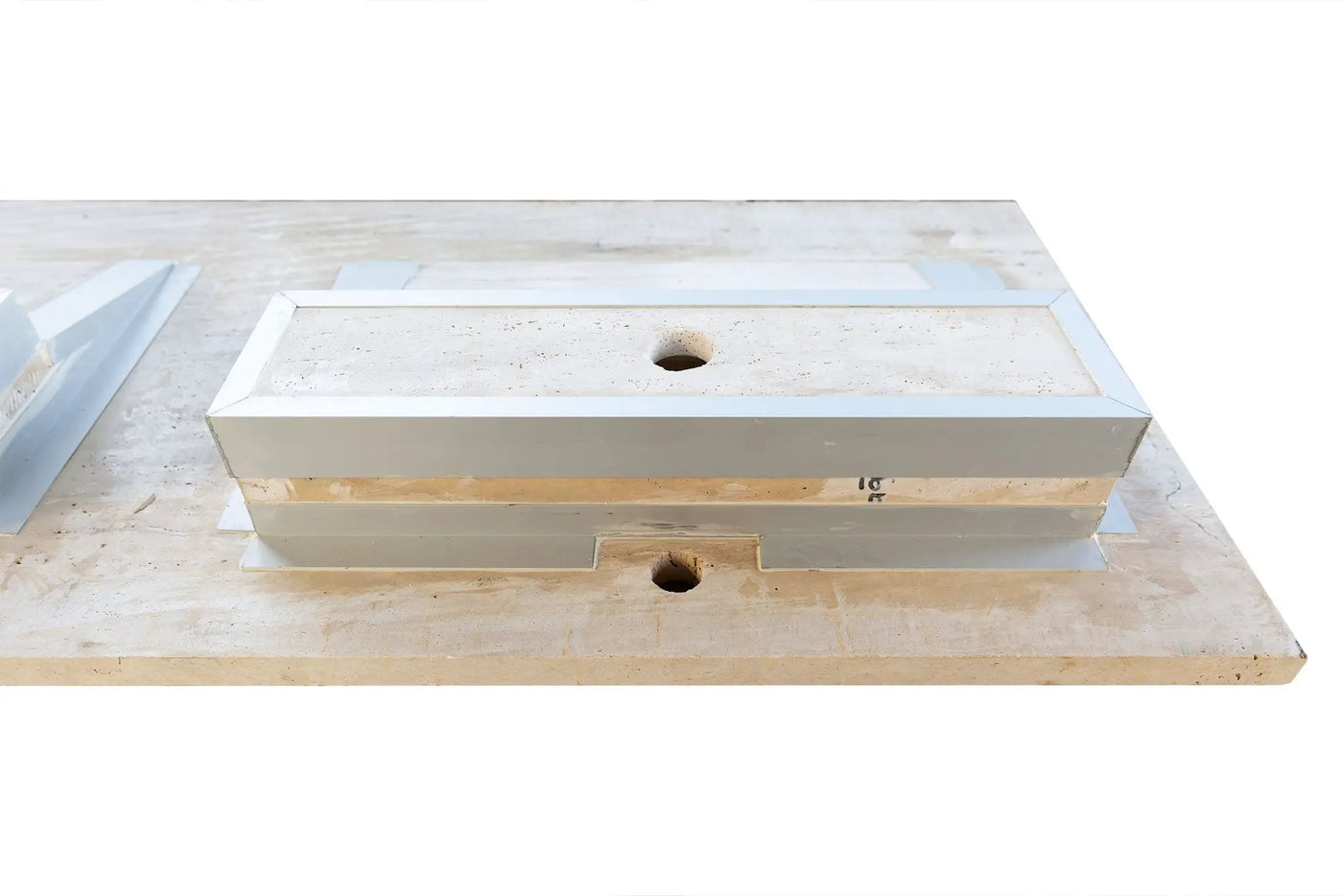 Beige Travertine Vein Cut Double Vanity Bathroom Sink 23 x 60 Turkish Handcrafted by GobekDesign