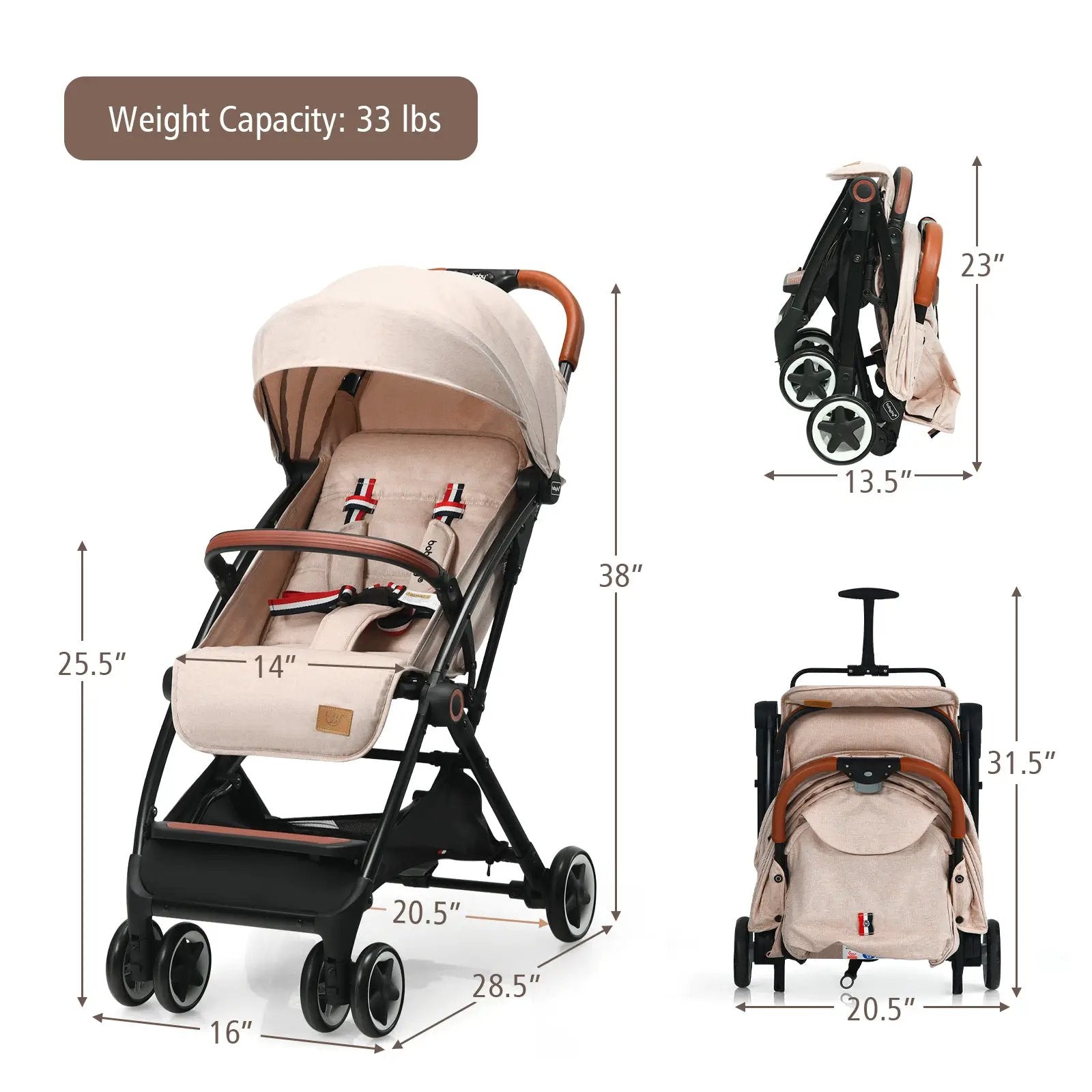 Lightweight Aluminium Frame Baby Stroller with Net by DirectDeals