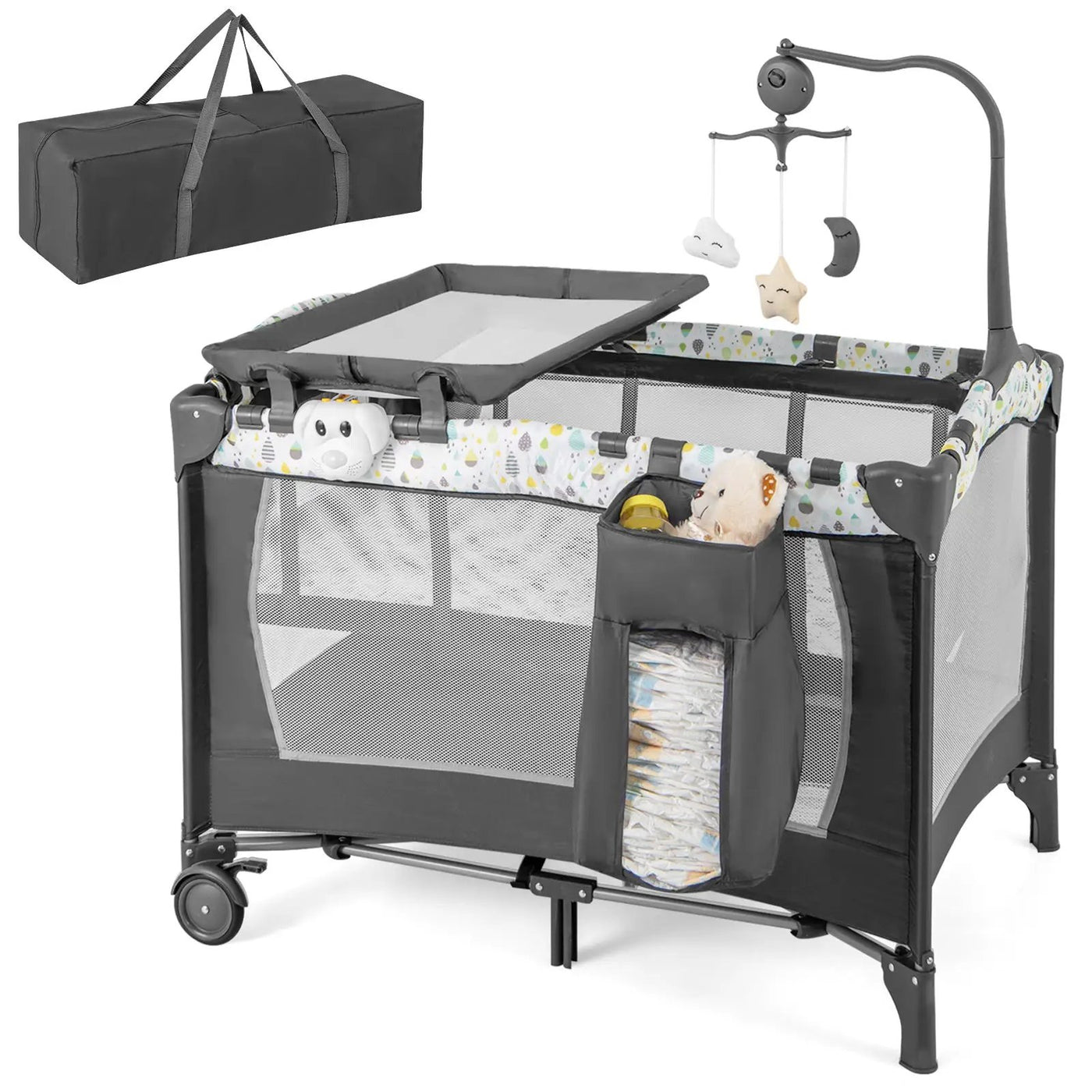 Multi-Functional Baby Playpen with Mattress and Removable Changing Table by DirectDeals