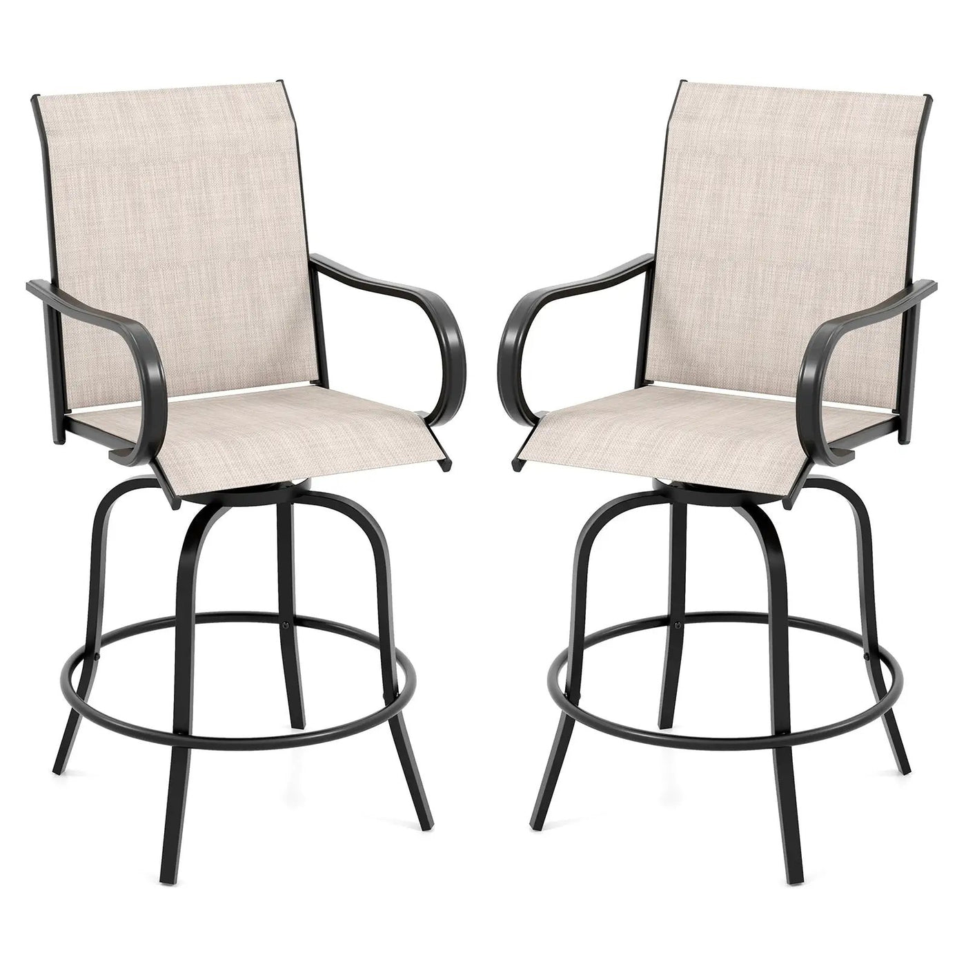 2 Pieces 360 Rotating Bar Stool Set with Armrests for Patio by DirectDeals
