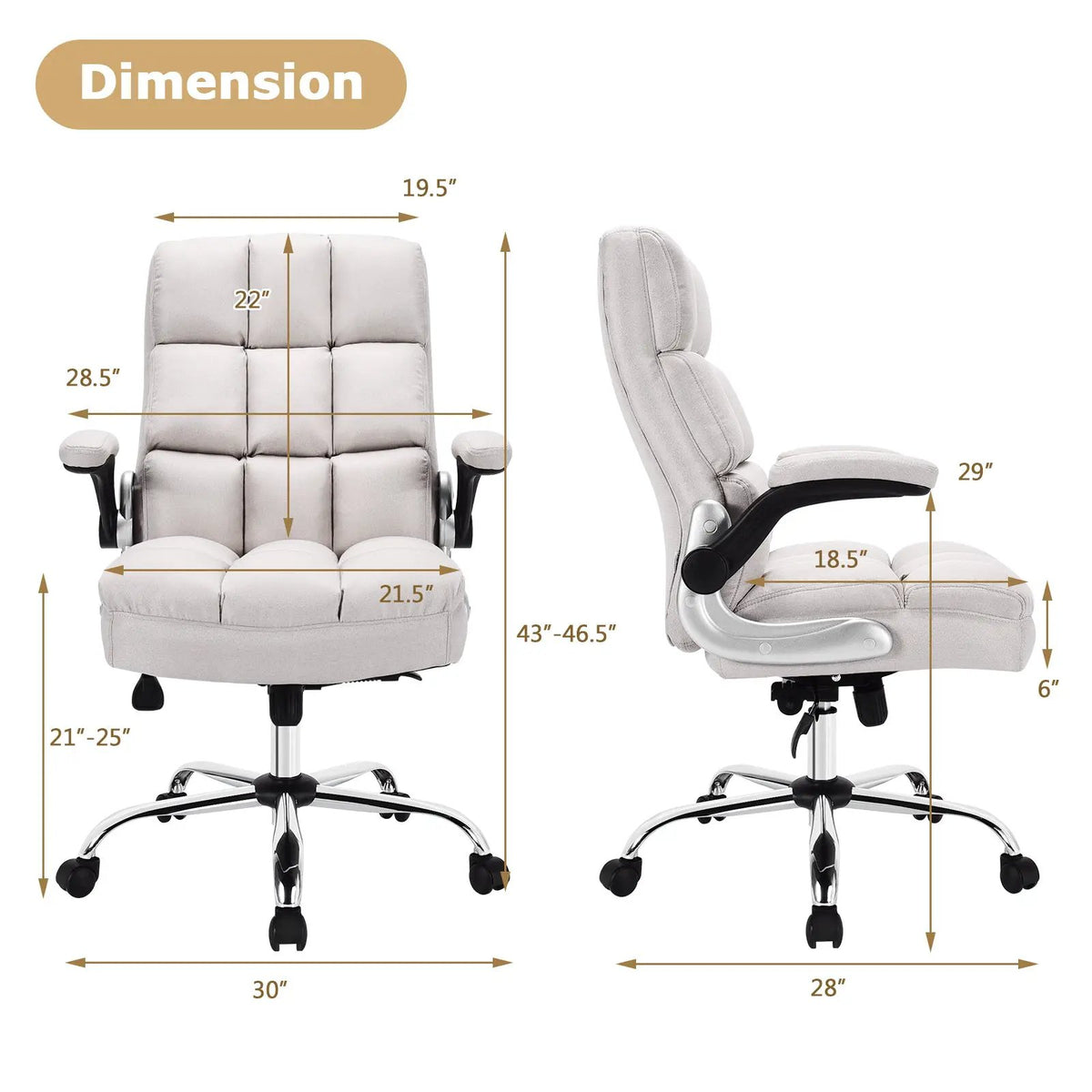 Adjustable Swivel Office Chair with High Back and Flip-up Arm for Home and Office by DirectDeals
