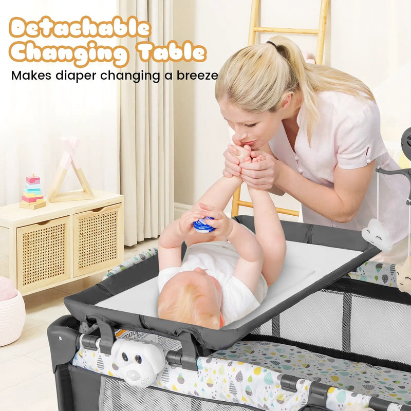 Multi-Functional Baby Playpen with Mattress and Removable Changing Table by DirectDeals