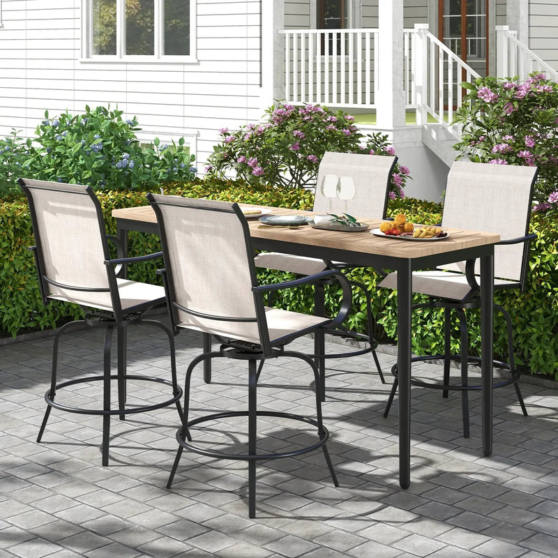 2 Pieces 360 Rotating Bar Stool Set with Armrests for Patio by DirectDeals