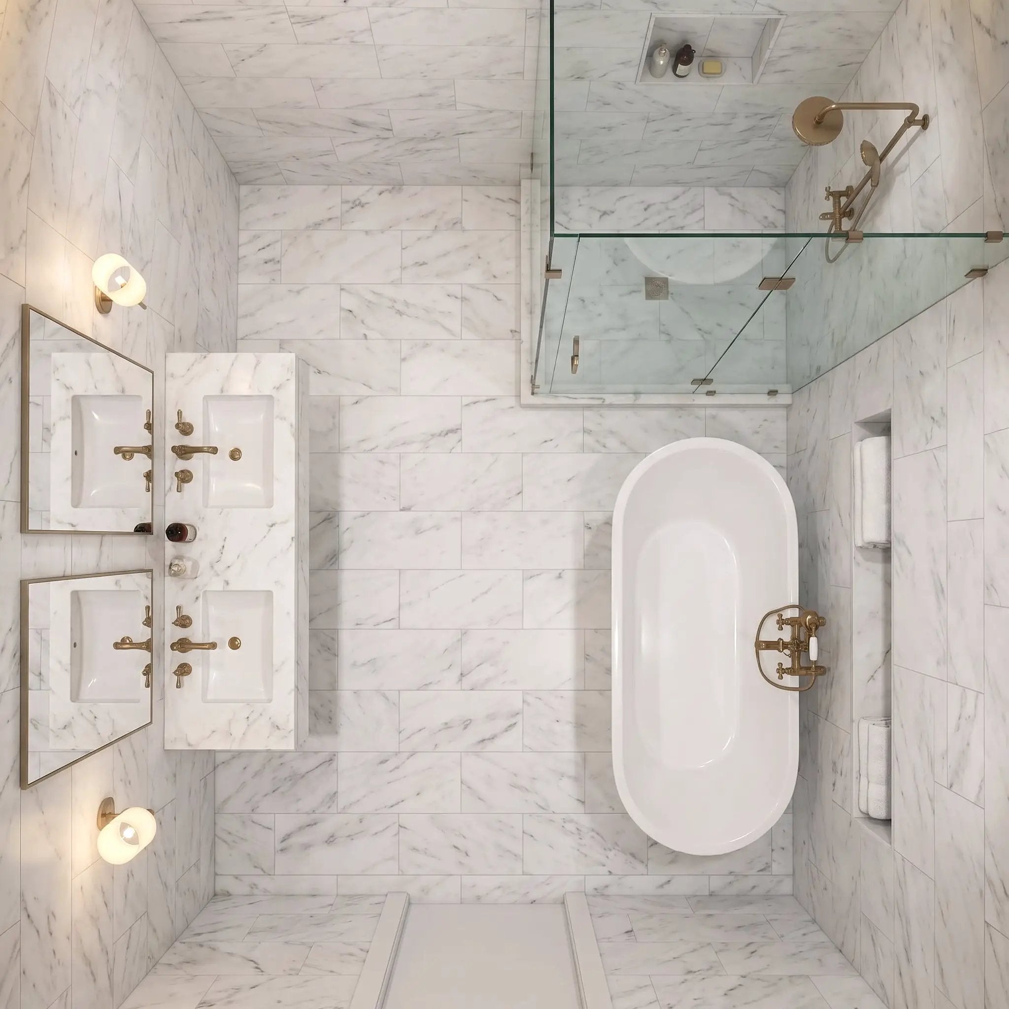 Bella White Honed Marble Tiles 12x24 by Stonetiledepot