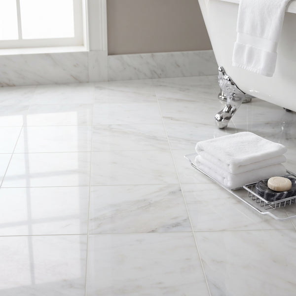 Bella White Polished Marble Tiles 12x12