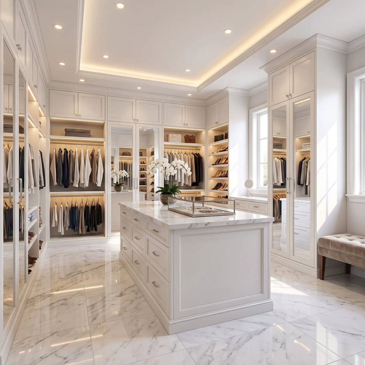 Bella White Polished Marble Tiles 18x18 by Stonetiledepot