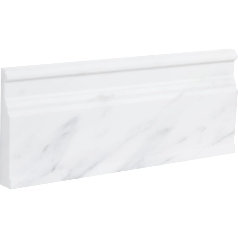 Bella White Polished Modern Base Marble Moldings 5 1/16x12 Marble Polished 6x12 Moldings