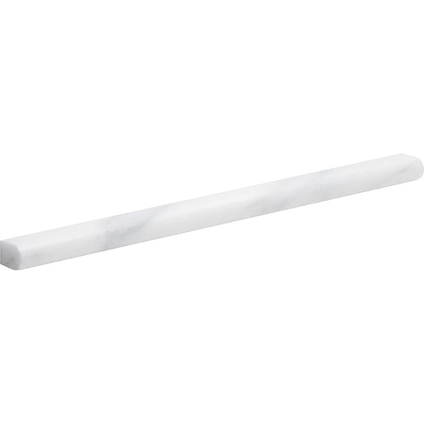 Bella White Polished Pencil Liner Marble Moldings 1/2x12